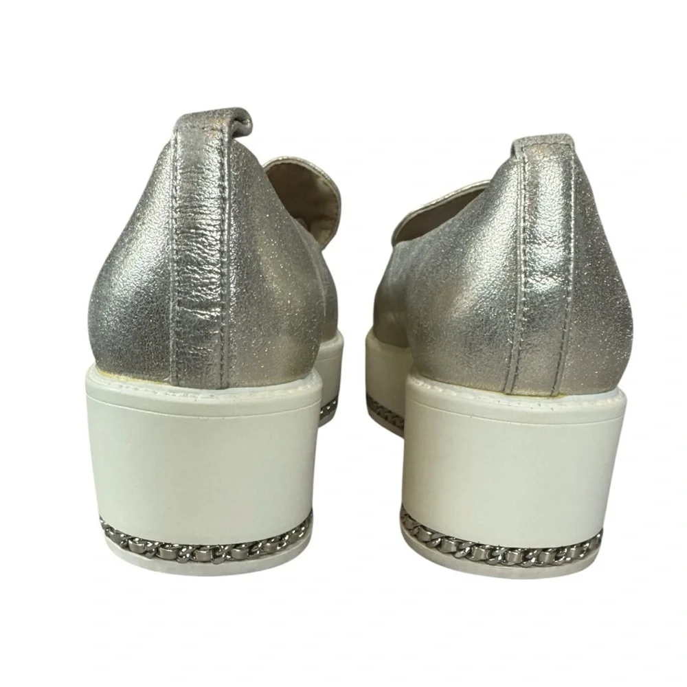 Karl Lagerfeld Paris Brea Champagne Metallic Platform Loafers Size 7.5 EUC - Picture 5 of 9